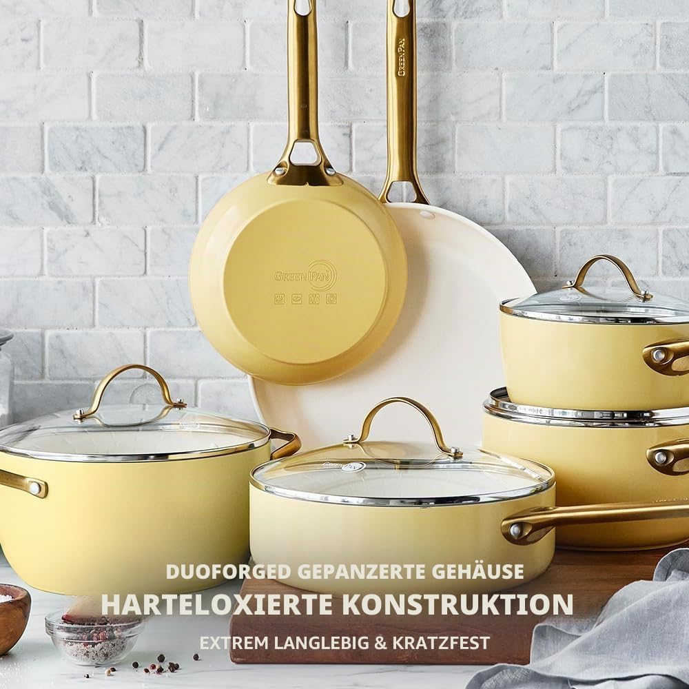 GreenPan Reserve Harteloxiertes Gesundes Keramische Antihaft-Kochgeschirr Set,10 Teile,Inklusive Bra