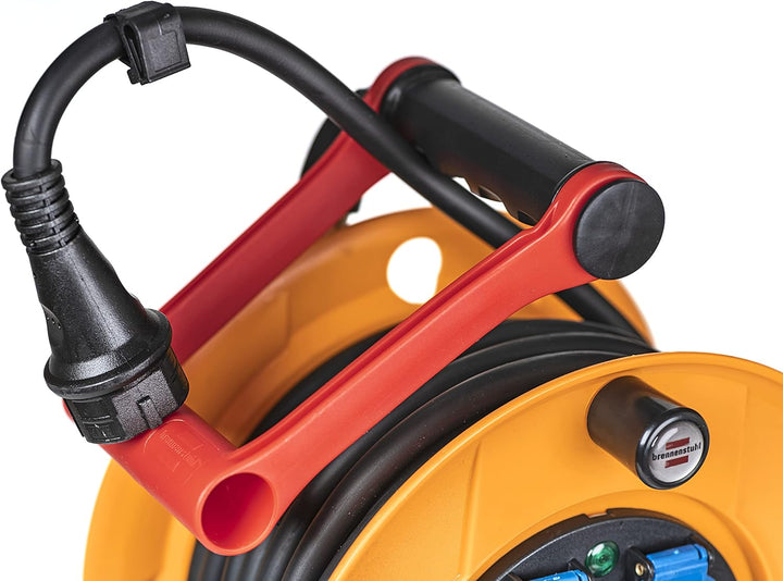Brennenstuhl Kabeltrommel Standard Pro, 25 m (IP44, Kabelpilot), französisches Produkt, Gelb, 25 m