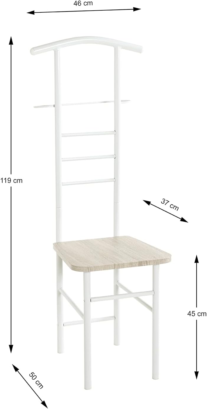 HAKU Möbel 80088 Herrendienerstuhl 46 x 50 x 119 cm, weiss /