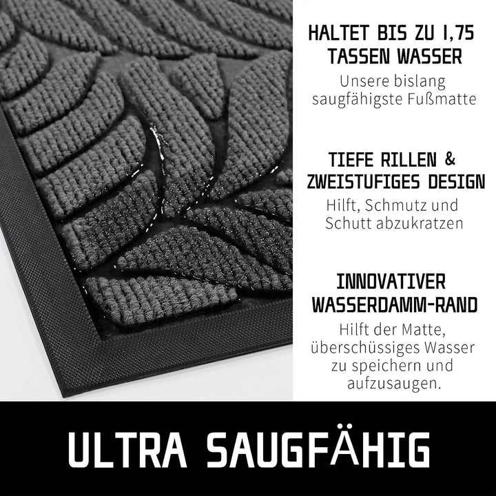 Yimobra Schmutzfangmatte waschbar, 75 x 43 cm, rutschfeste Sauberlaufmatte für draussen – Premium Fu
