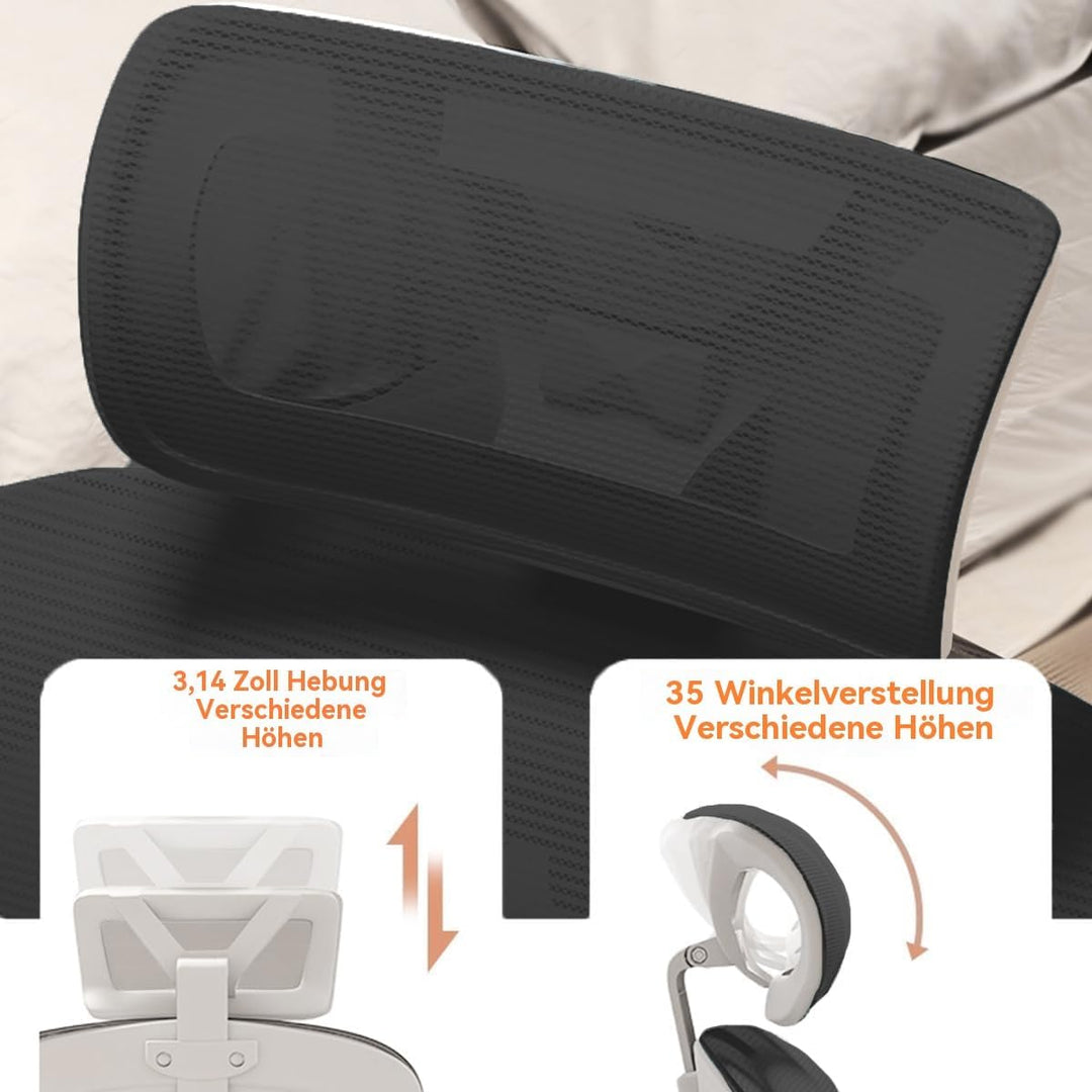 Ergonomischer Bürostuhl – Schwarz | Hochlehner Netz-Bürostuhl mit Lendenstütze,Klappbaren Armlehnen