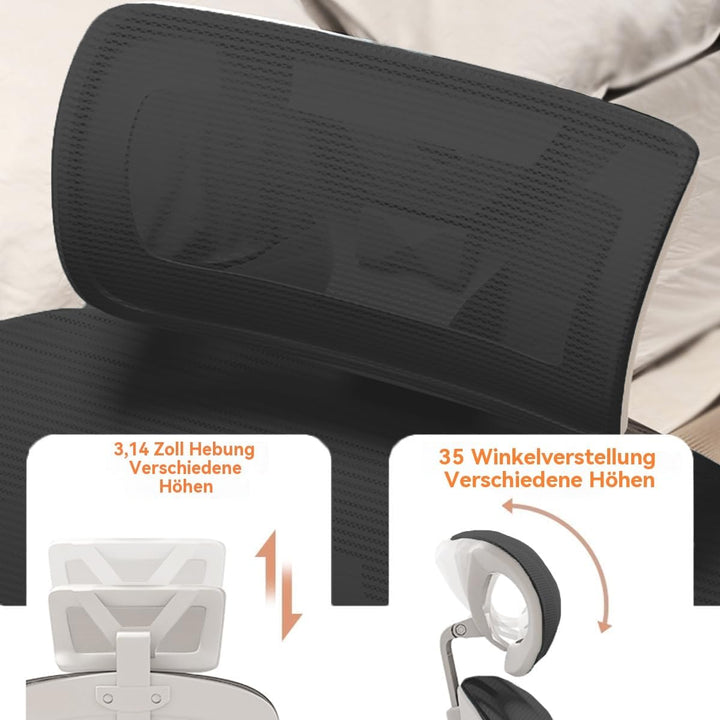 Ergonomischer Bürostuhl – Schwarz | Hochlehner Netz-Bürostuhl mit Lendenstütze,Klappbaren Armlehnen