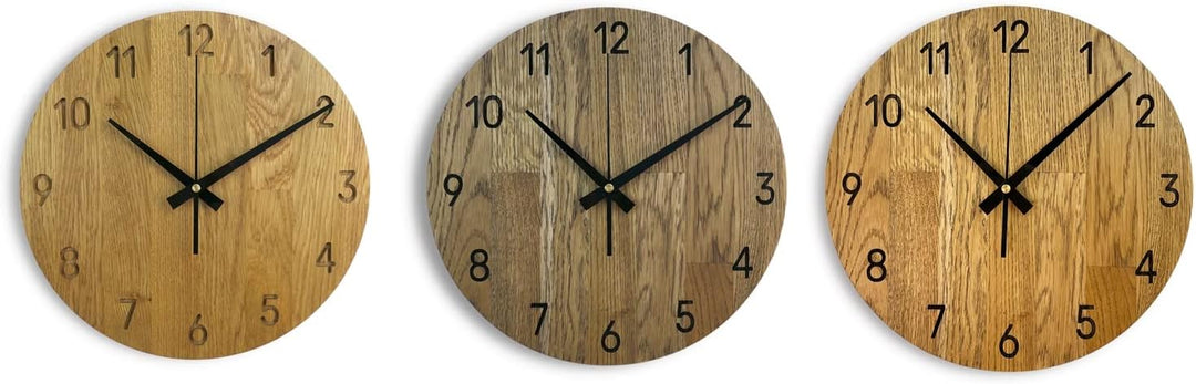 Wanduhr für die Wand MAS002 aus Echtem Eichenholz, Runde, Eiche - Honigfarbe, 50x50x2 cm, 2500 g 50