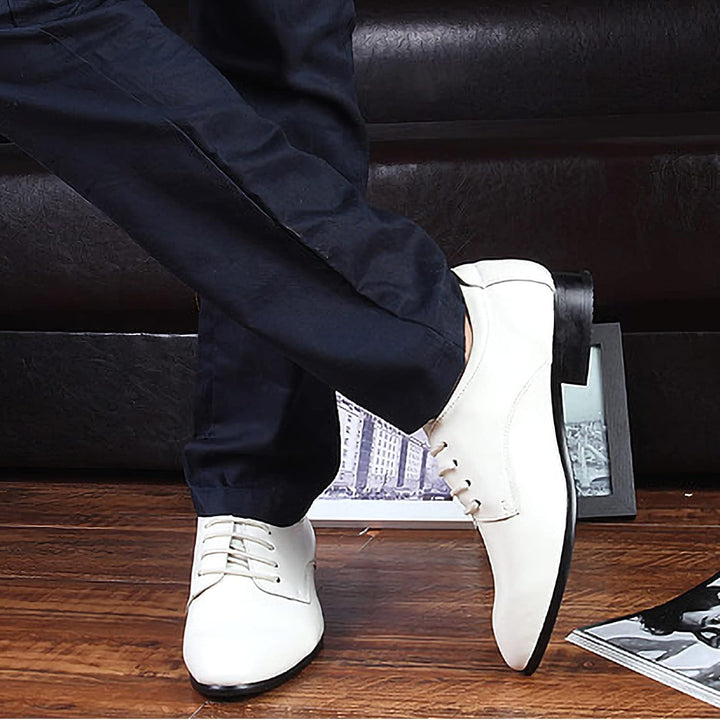 ANUFER Herren Echtes Leder Kleider Schuhe Formell Geschäft Derby Schnürsenkel 39 EU Weiss, 39 EU Wei