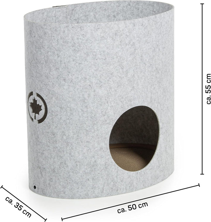 CanadianCat Company | Owen-Tower XL ca. 50cm | Etagen-Filzbett mit Kratzböden für Katzen Hellgrau -