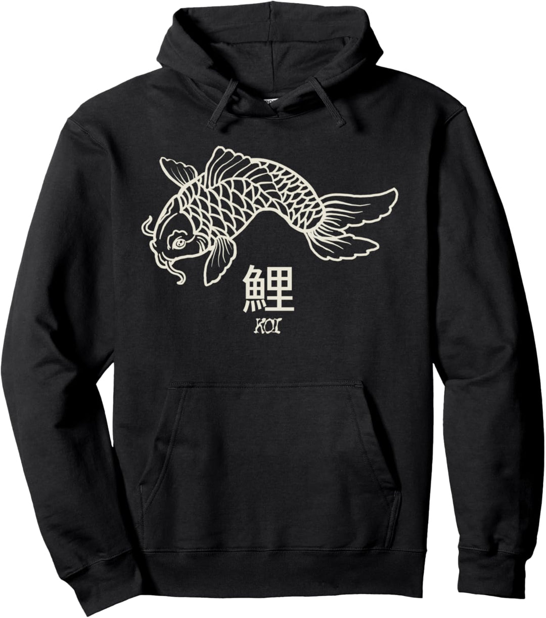 Traditionelles japanisches Zen Koi Karpfen Kanji Pullover Hoodie