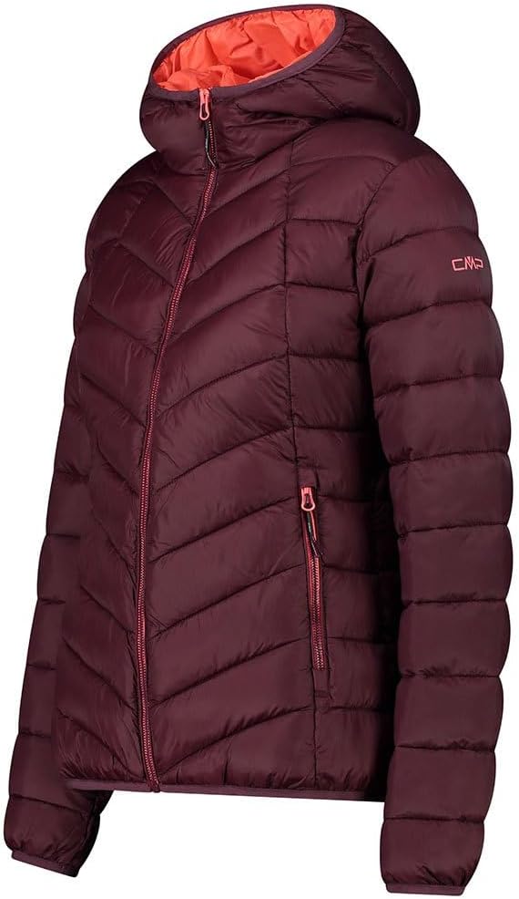 CMP Damen Damenjacke mit Fester Kapuze Gepolsterte Jacke XXS Burgund, XXS Burgund