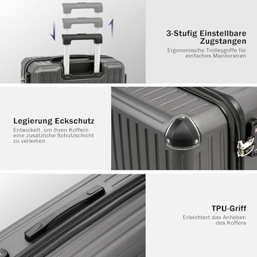 COOLIFE Koffer Trolley-Koffer Hartschalen-Koffer Rollkoffer Reisekoffervon ABS-Material mit TSA-Schl