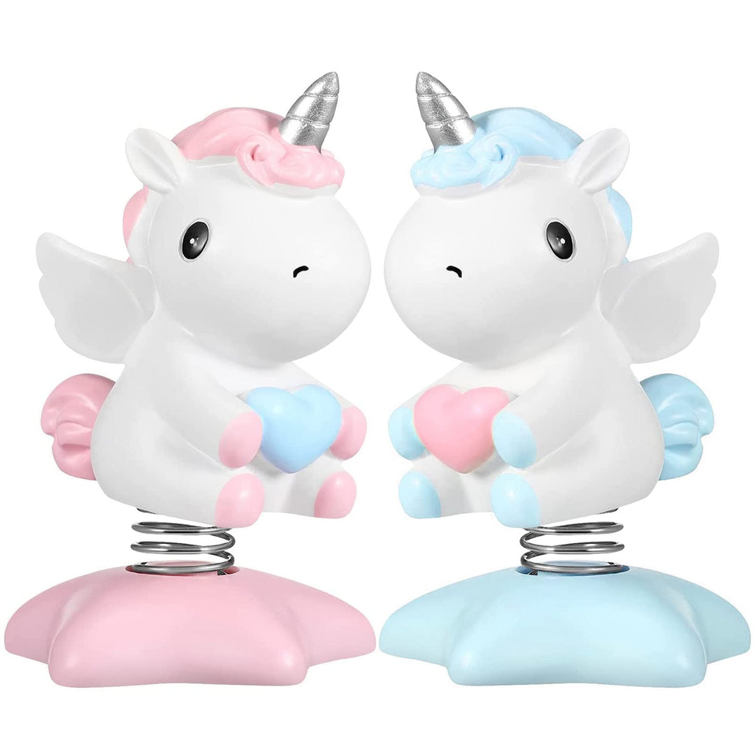 Wackelfigur Einhorn Figuren, 2 Stücke Einhorn-Wackelfigur mit Wackelkopf Einhorn Auto Ornament Autoz