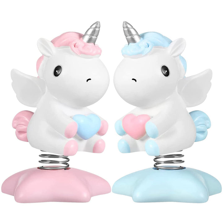Wackelfigur Einhorn Figuren, 2 Stücke Einhorn-Wackelfigur mit Wackelkopf Einhorn Auto Ornament Autoz