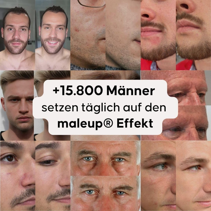 MaleUp – Komplett Set für Männer Mittel – Face Cleanser, Face Cream, 2x Concealer, Metallcase – Kasc