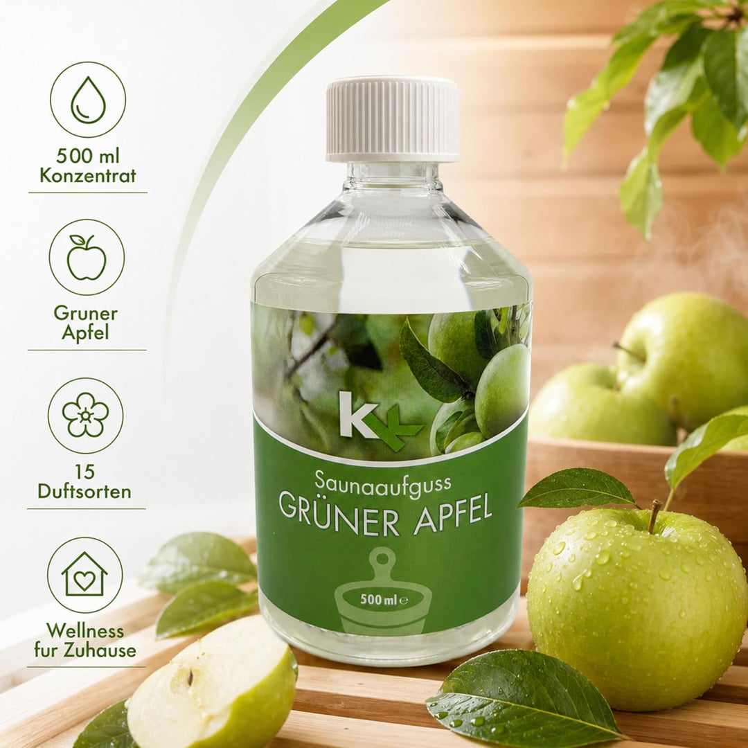 KK Sauna Aufguss Konzentrate PREMIUM | 500 ml Flasche | Made in Germany | Wellness für Zuhause | Grü