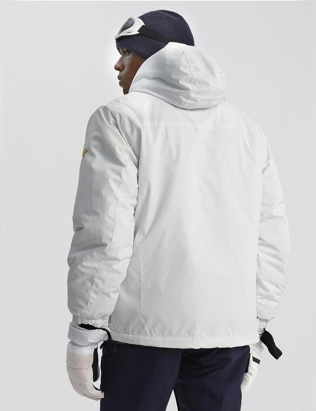 GEMYSE Herren Wasserdichte Berg-Skijacke Winddichte Fleece Outdoor-Winterjacke mit Kapuze XL Weiss 0
