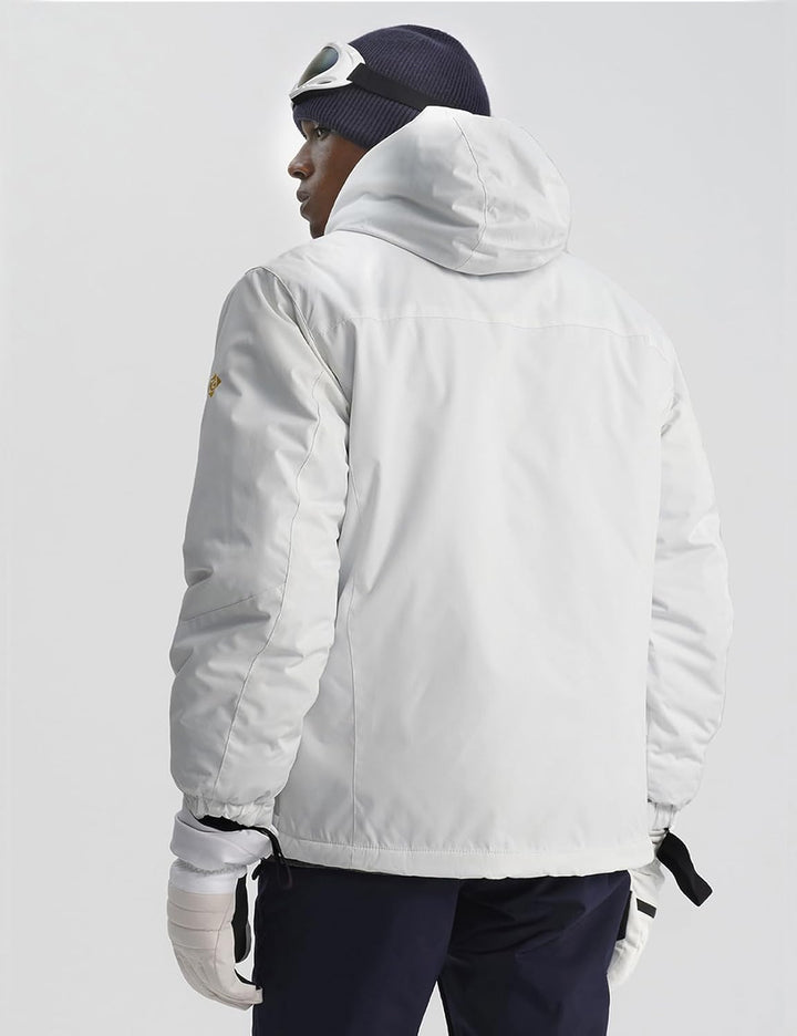 GEMYSE Herren Wasserdichte Berg-Skijacke Winddichte Fleece Outdoor-Winterjacke mit Kapuze XL Weiss 0
