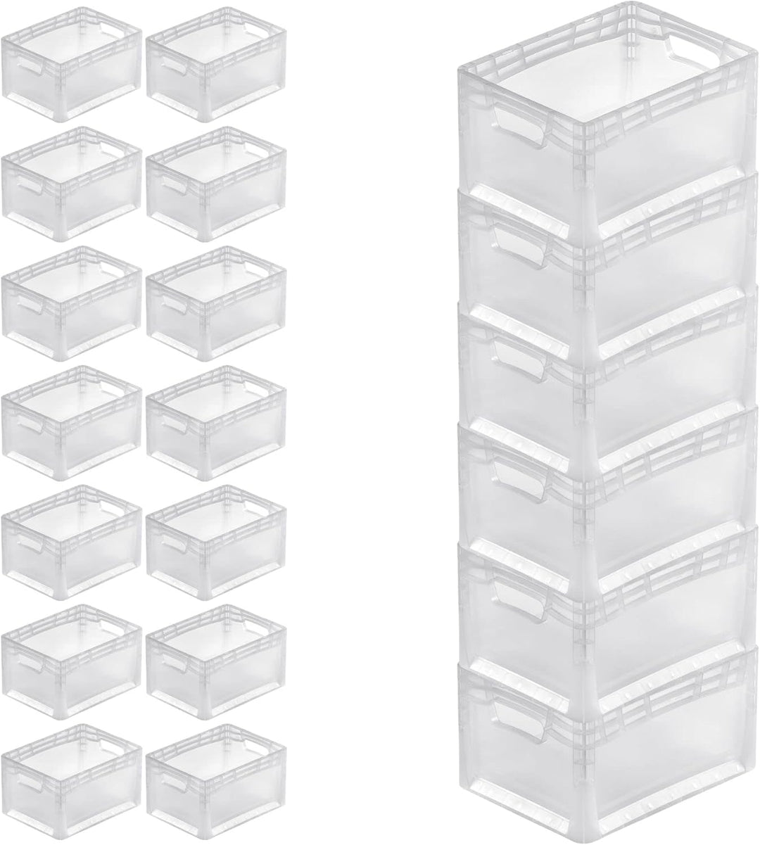 PROREGAL SuperSparSet 20x Transparenter Eurobehälter LightLine mit offenem Griff | HxBxT 22x30x40cm