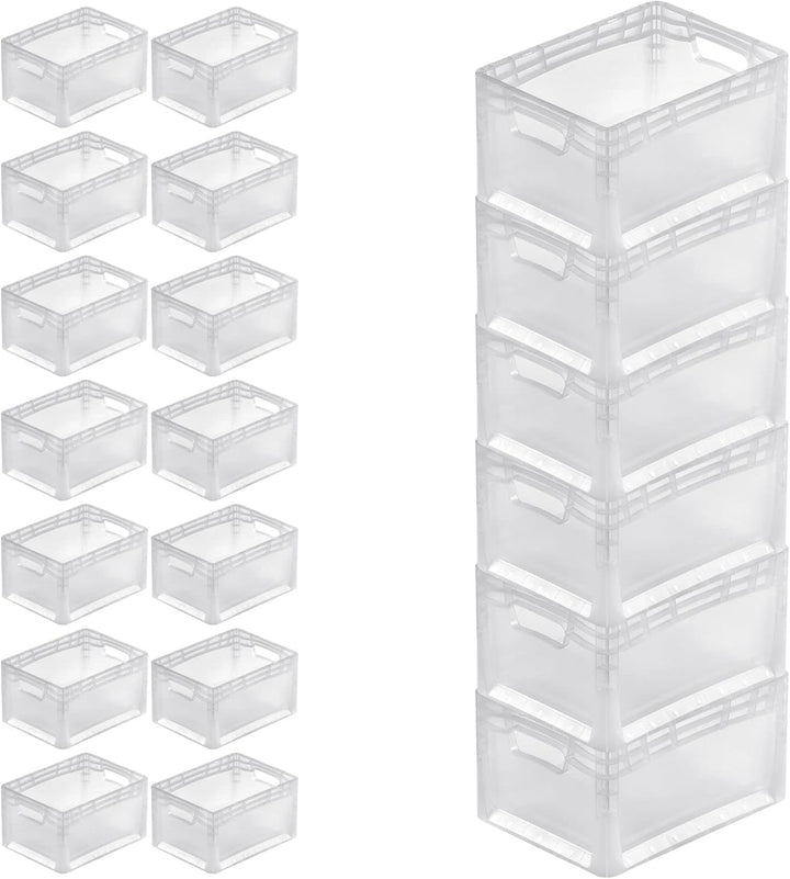PROREGAL SuperSparSet 20x Transparenter Eurobehälter LightLine mit offenem Griff | HxBxT 22x30x40cm