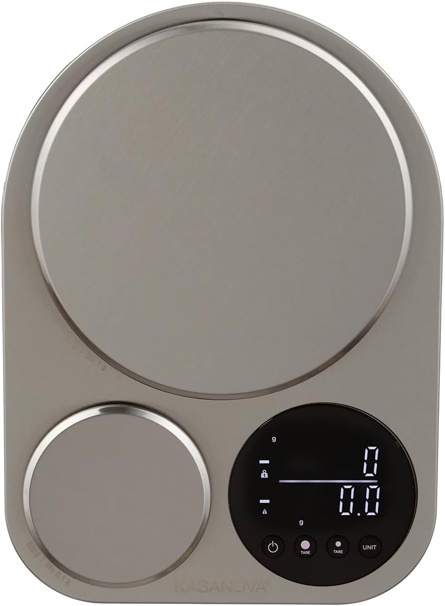 Kasanova 1 Digitale Küchenwaage-SmartChef Doppelplattform, Edelstahl ABS-Kunststoff Elektronische Ko