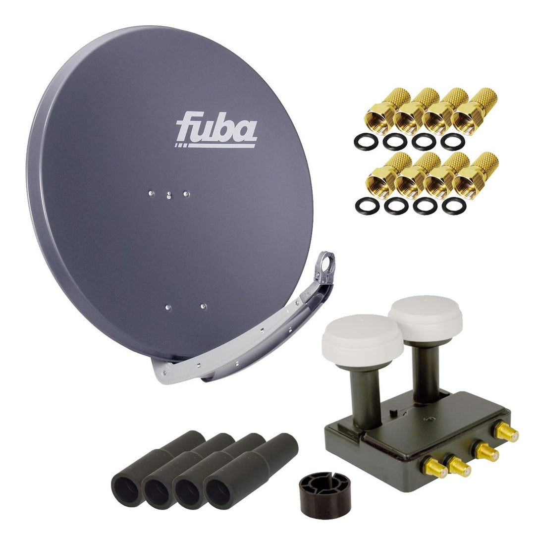 Premium X FUBA 4 Teilnehmer Astra Hotbird Digital SAT Anlage DAA 850 A ALU Anthrazit Quad Monoblock