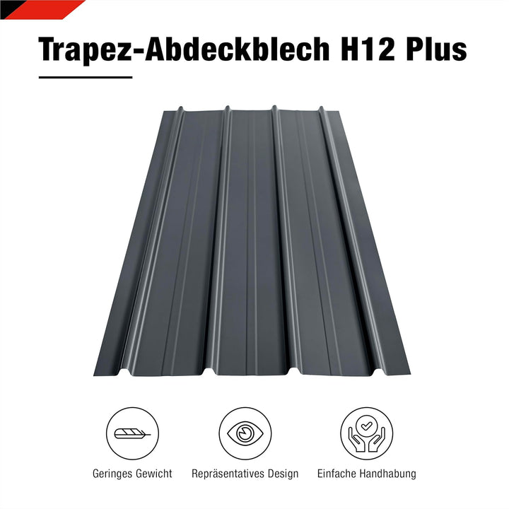 Smart Cover H12 12x Profilblech/Metallblech/Trapezblech/Wellblech/Dachblech RAL 7016 inkl. Schrauben