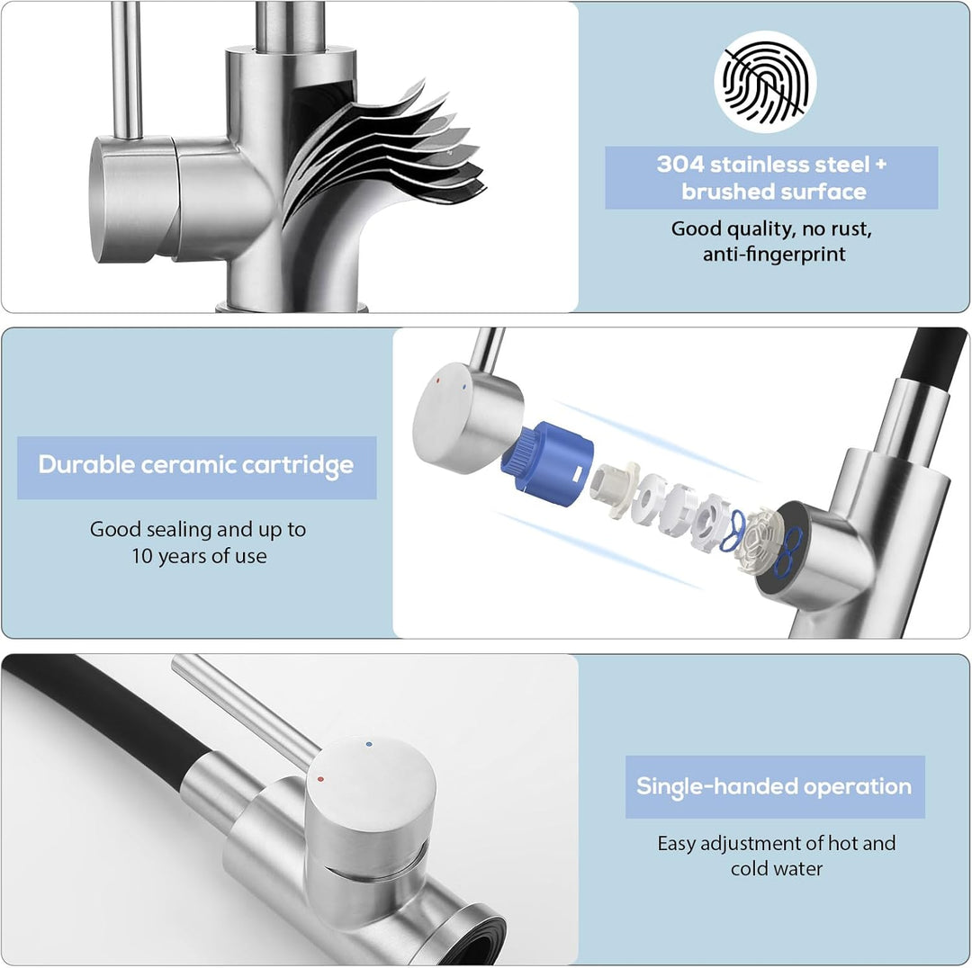 BONADE Wasserhahn Küche Schwarz, Küchenarmatur Schwarz mit Flexibler Auslauf, 360° drehbare Armatur