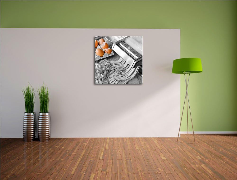 Pixxprint Nudelmaschine mit Eiern als Leinwandbild/Grösse: 70x70 cm/Wandbild/Kunstdruck/fertig bespa