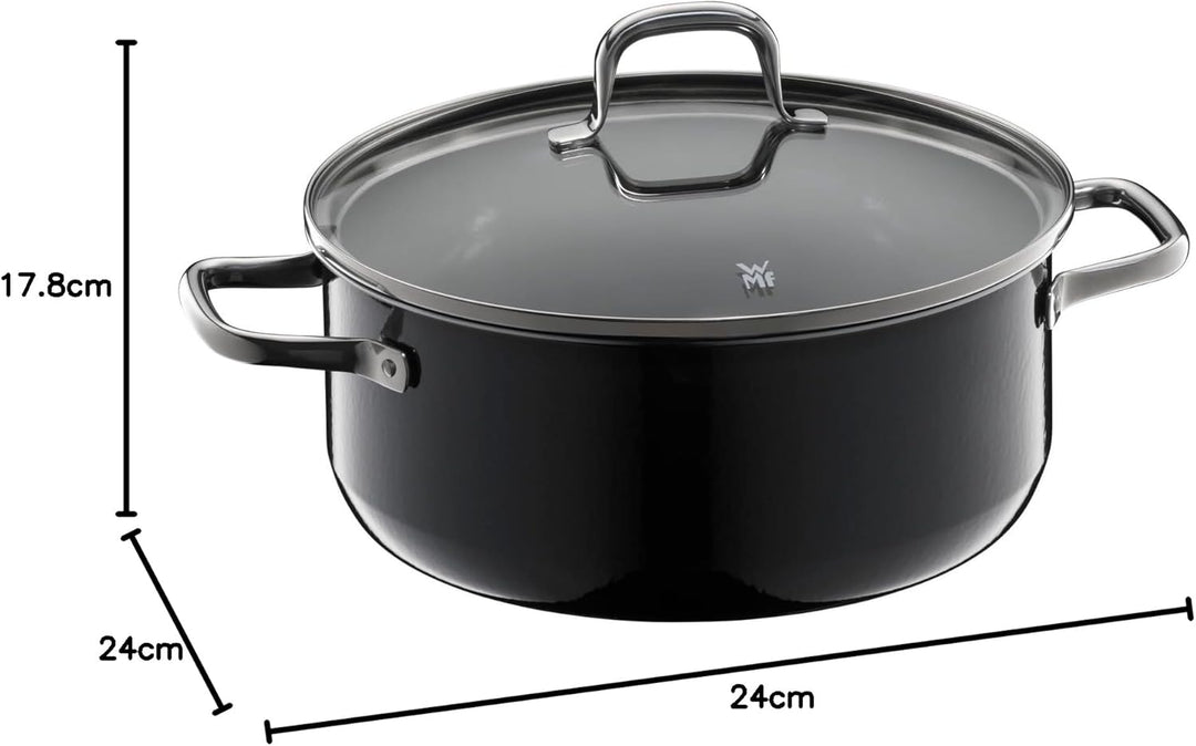 WMF Fusiontec Essential Kochtopf gross, 24 cm, Glasdeckel, Bratentopf Induktion, 4,4l, High-Tech Ker