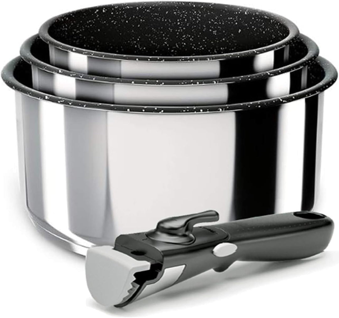 Backen 391505, Topfset 16, 18, 20 cm, Edelstahl, 5-teilig, Induktion, 1 abnehmbarer Griff, 1 Multi-P