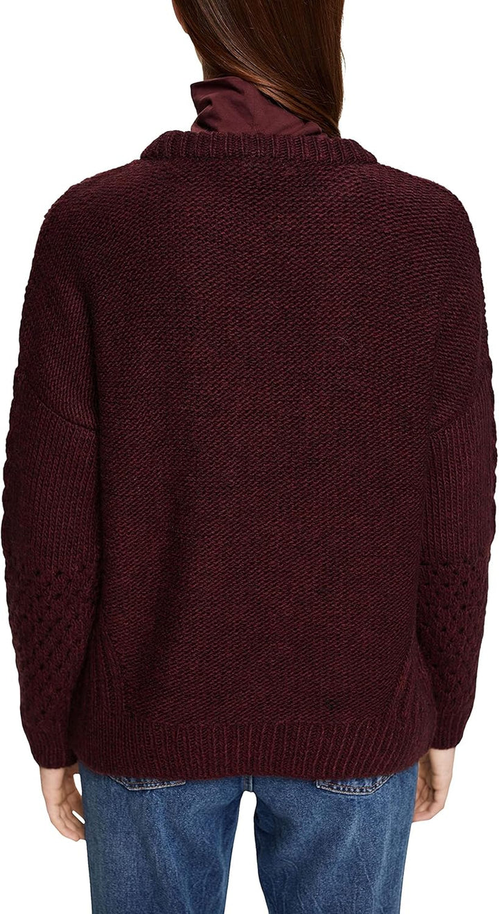 ESPRIT Pullover mit Zopf-Muster M Bordeaux Red, M Bordeaux Red
