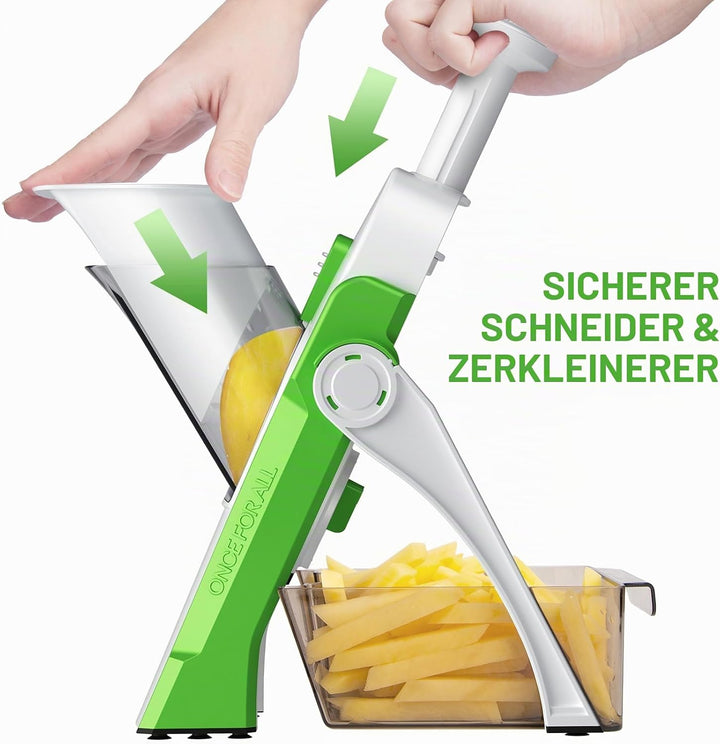 SupMakin Gemüseschneider, Once for All Verstellbar Gemüsehobel Genius Mandoline Vegetable Slicer Kar