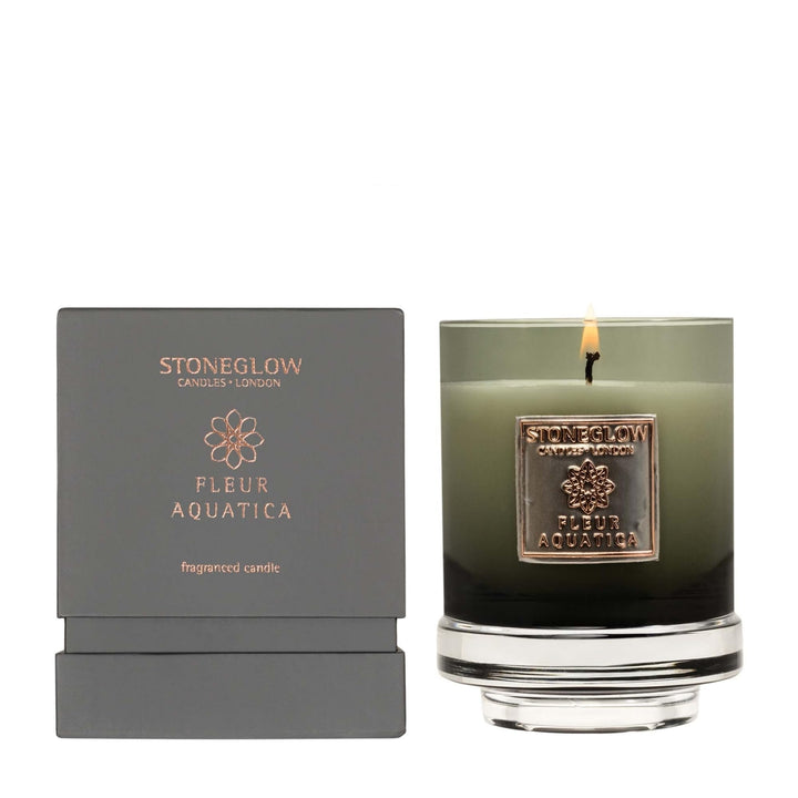 Stoneglow Glas Metallique Fleur Dickblatt Kerze, Mehrfarbig, 9,5 x 12 x 9,5 cm