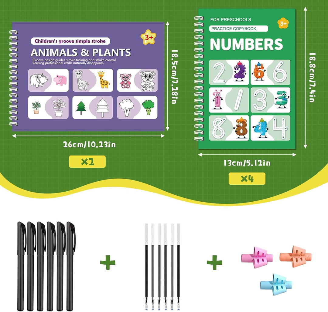 Magisches Vorschul Übungsheft für Kinder ab 5 Jahren, Magic Grooved Handschrift-Übungsbücher für Kin