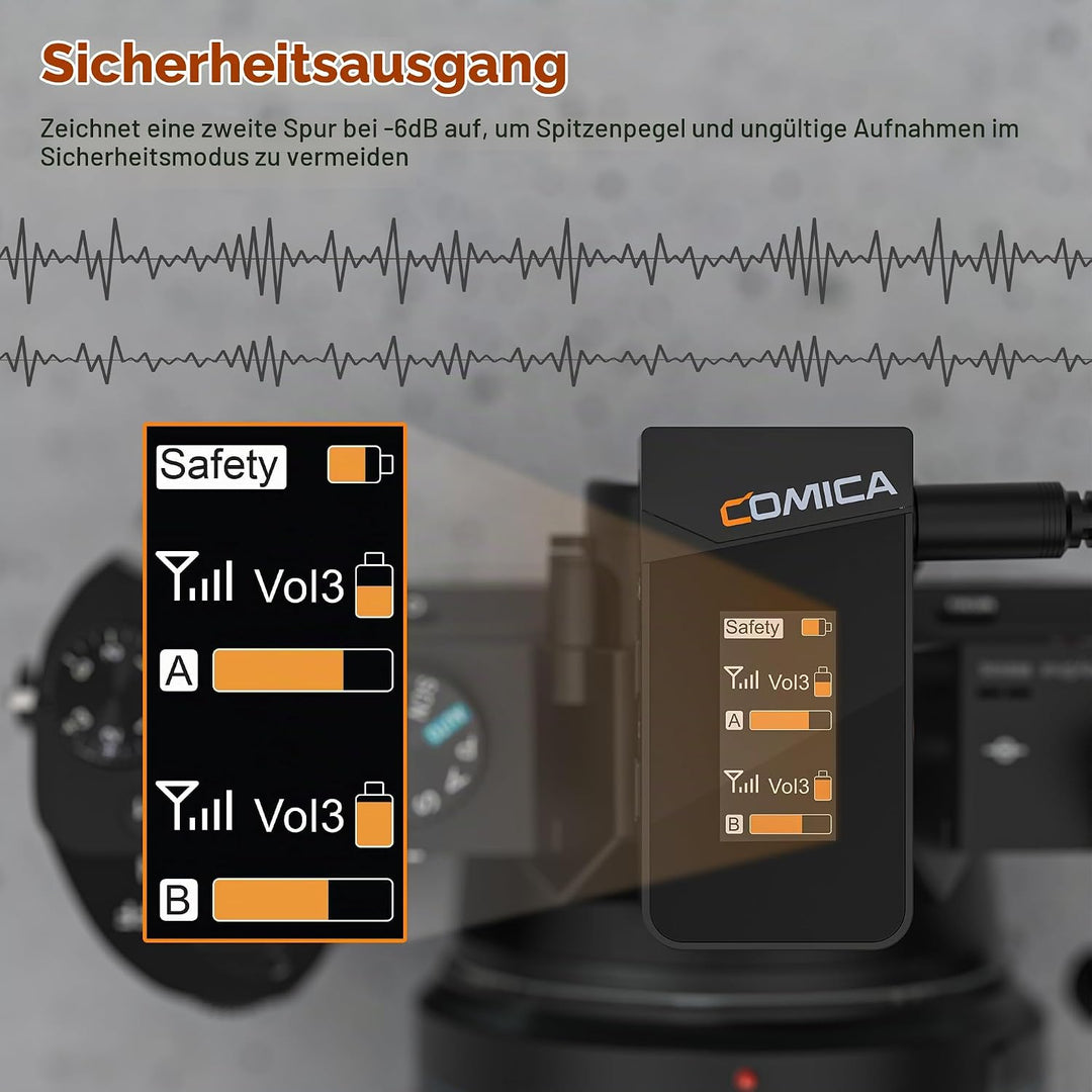 COMICA Vimo C3 Lavalier Mikrofon Wireless, Funkmikrofon mit Geräuschunterdrückung, Überwachung, Stum