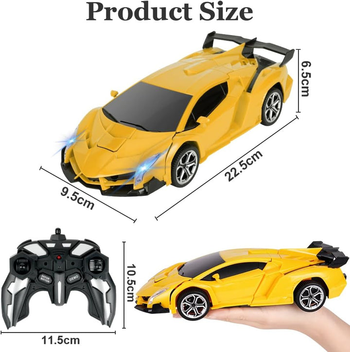 HOTUT Fernbedientes Auto, 1:18 Transformer Roboter Spielzeug mit 2.4GHz Fernbedienung, Polizeiauto -
