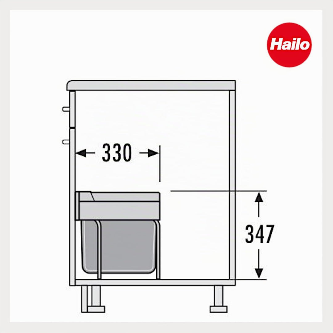Hailo Abfallsammler 3644911 | 3fach Raumspar Tandem Abfalltrennsystem | 2x 8 + 12L Inneneimer im Tel