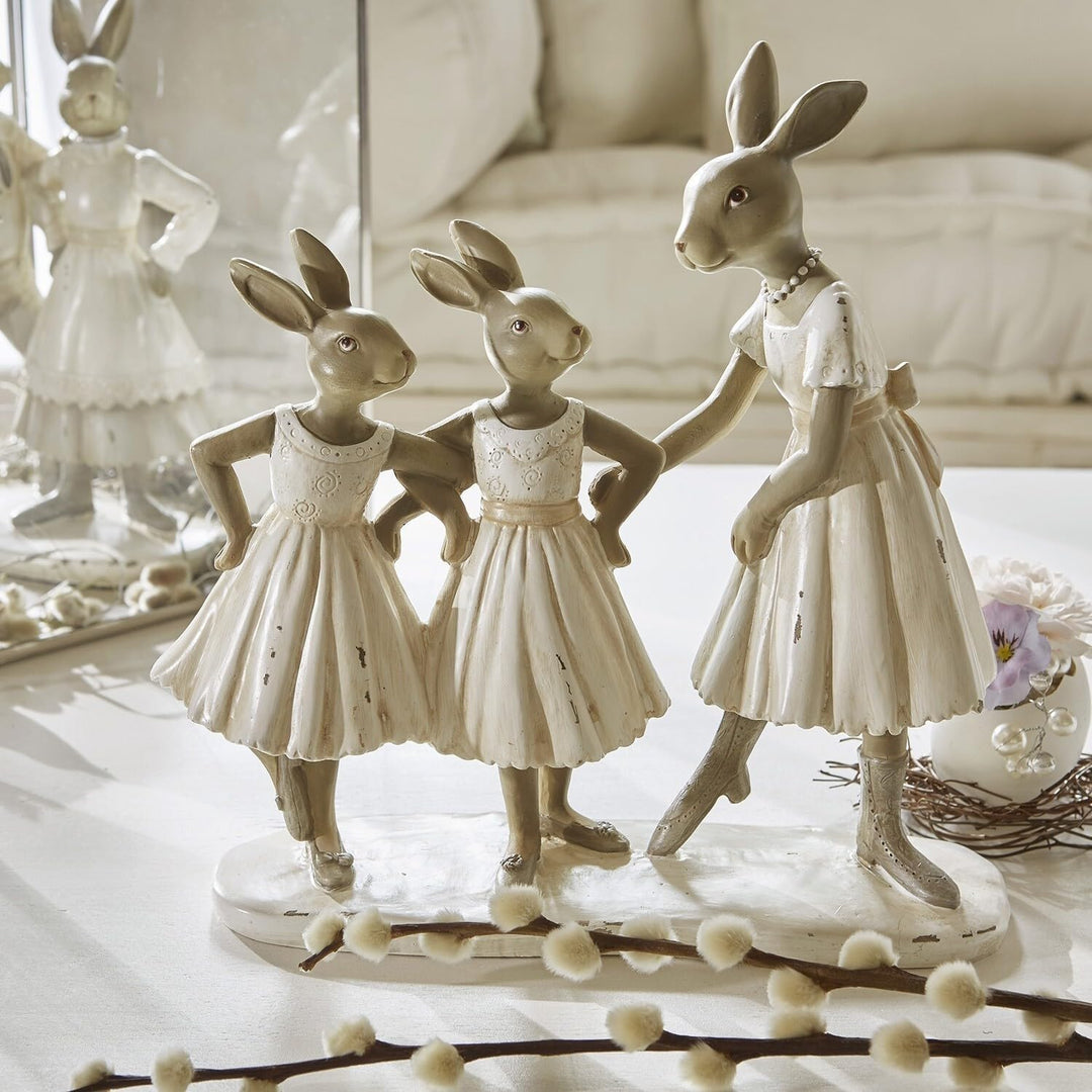Loberon® Hasen Danseuses, liebevoll handbemalt, Zauberhafte Hasenfamilie, Osterhasen, Osterfiguren,