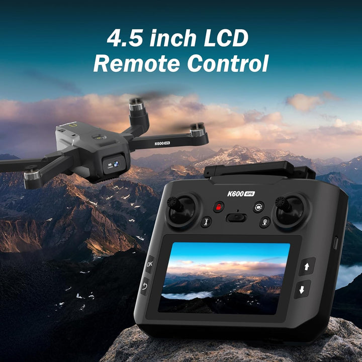 GPS Drohne mit 4.5" HD Bildschirm EIS Kamera, Follow Me Modulare Batterie | AI Track&amp;Orbit,Gesten Sc