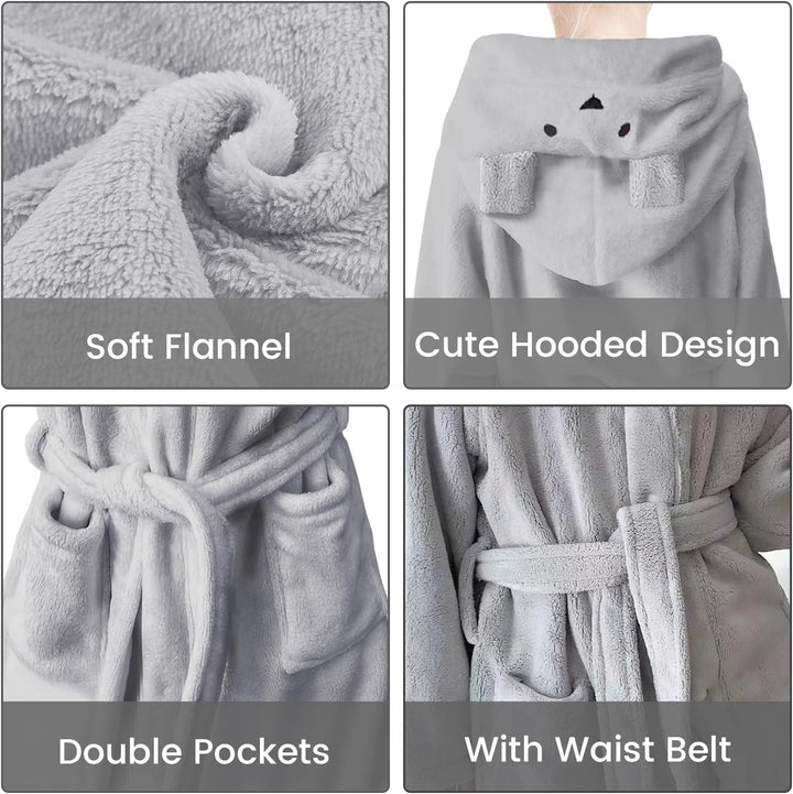 WYTbaby Bademantel Kinder mit Kapuze Unisex Weicher Fleece Kinderbademantel für Jungen Mädchen 2-14