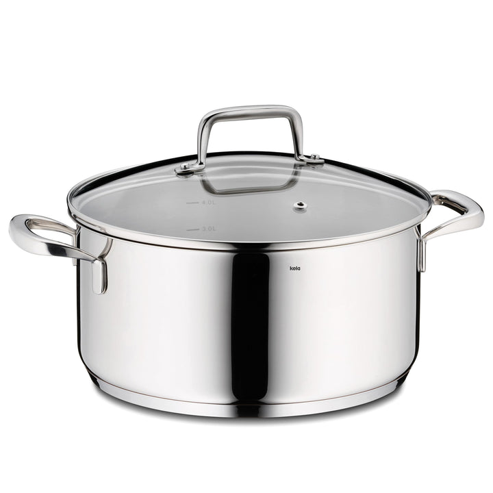 kela Bratentopf 24 cm FLAVORIA, Kochtopf Induktion 4,6 L, Glasdeckel mit Dampfauslassventil, Innensk