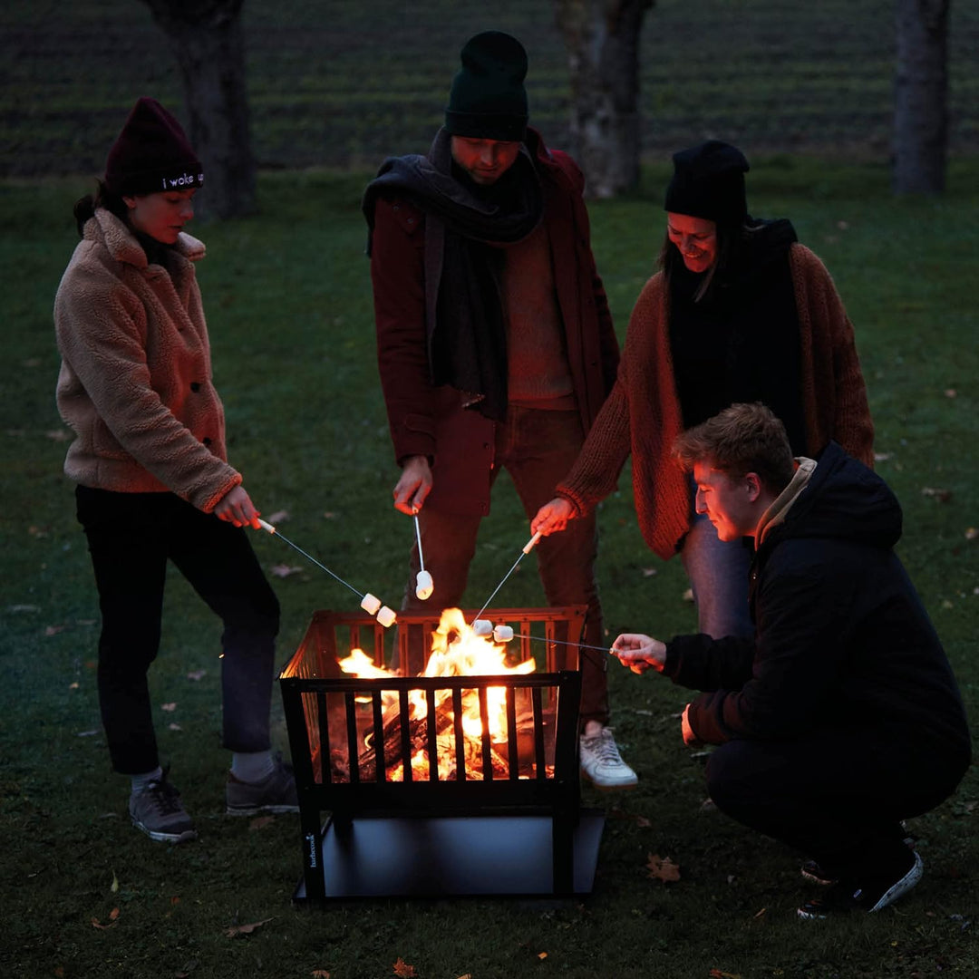 Barbecook Feuerkorb für Holzfeuer eckig lackierter Stahl lang 62-cm breit und 48.5 cm hoch, schwarz