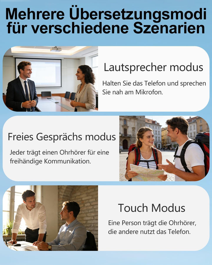 KI Übersetzer Kopfhörer, Echtzeit Sprachübersetzer Kopfhörer, Translator Earbuds mit Touchscreen 158