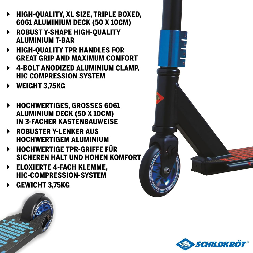 Schildkröt Stunt Scooter Kickless, toller Stuntscooter mit HIC-Compression und Alu-Felge, 100 mm PU
