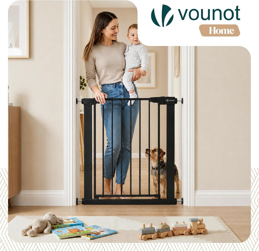 VOUNOT® Treppenschutzgitter ohne Bohren 75-82 cm, Metall Treppengitter Türschutzgitter für Kinder un