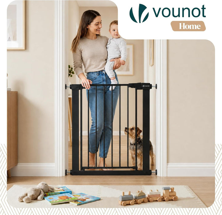 VOUNOT® Treppenschutzgitter ohne Bohren 75-82 cm, Metall Treppengitter Türschutzgitter für Kinder un