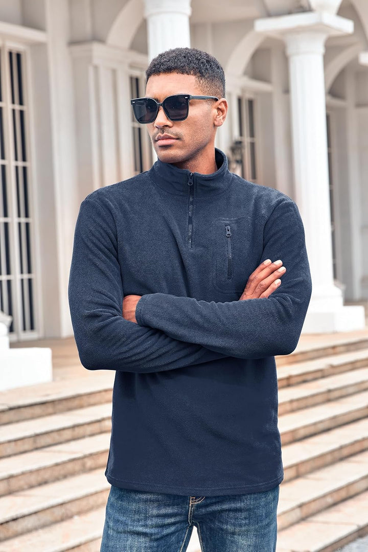 Beotyshow Herren Quarter Zip Fleece Pullover Langarm Sweatshirt Outdoor Taktisch Weich Warm Polar Fl