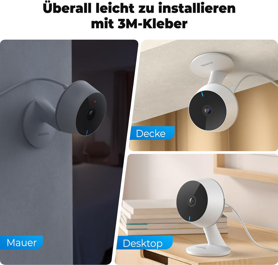Codnida 2Pcs Überwachungskamera Innen WLAN IP Kamera Überwachung Kamera für Baby/Haustier Mit Bewegu
