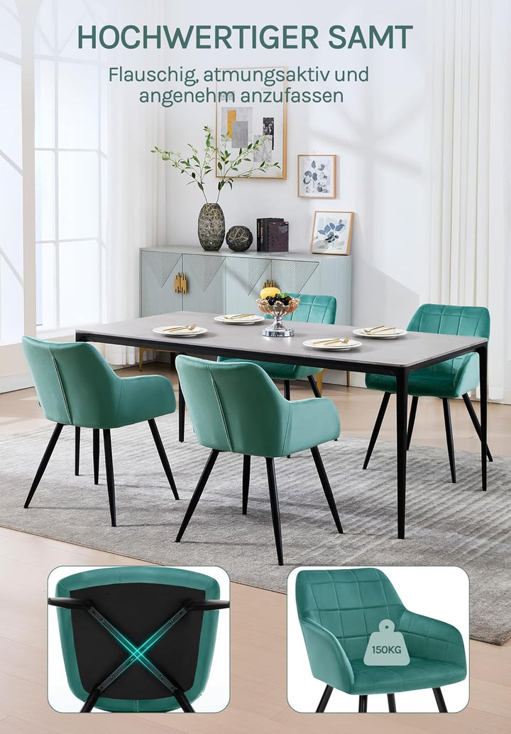 WOLTU Esszimmerstühle 4er Set Sessel Küchenstuhl Polsterstuhl Wohnzimmerstuhl mit Armlehnen, Sitzflä