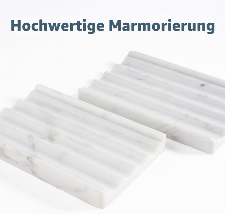 2 Stück Marmor Seifenschale, Seifenhalter mit Ablauf, Seifenablage Waschbecken, Kreative Seifenschal