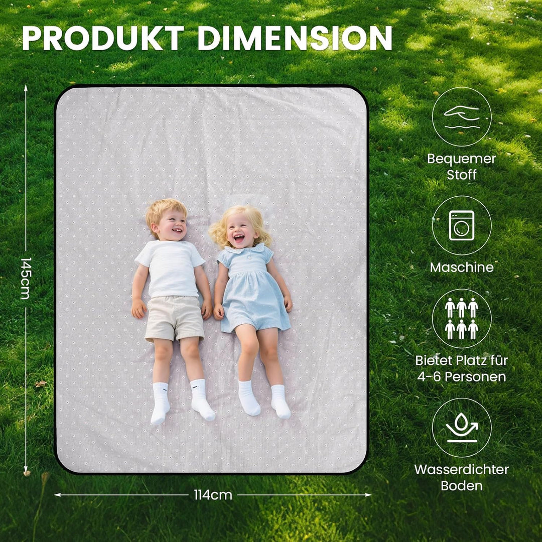 Picknickkorb für 2 Personen - Isolierter Vintage Weidenkorb mit wasserdichter Matte & Besteckset Paa