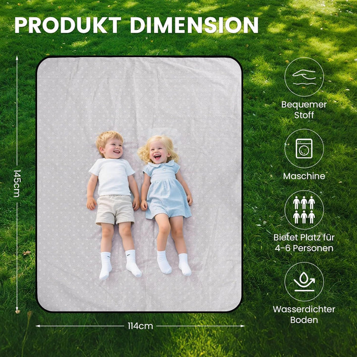 Picknickkorb für 2 Personen - Isolierter Vintage Weidenkorb mit wasserdichter Matte & Besteckset Paa