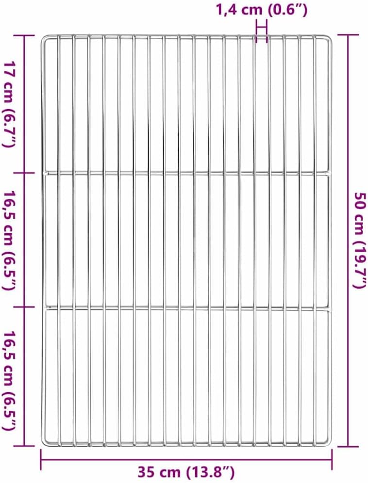 vidaXL Grillrost Silber 50 x 35 cm Edelstahl, Garten und Terrasse, Rechteckiges Edelstahl-Rost, mode